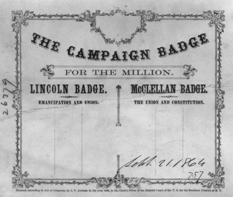 1864 Election Campaign Badge