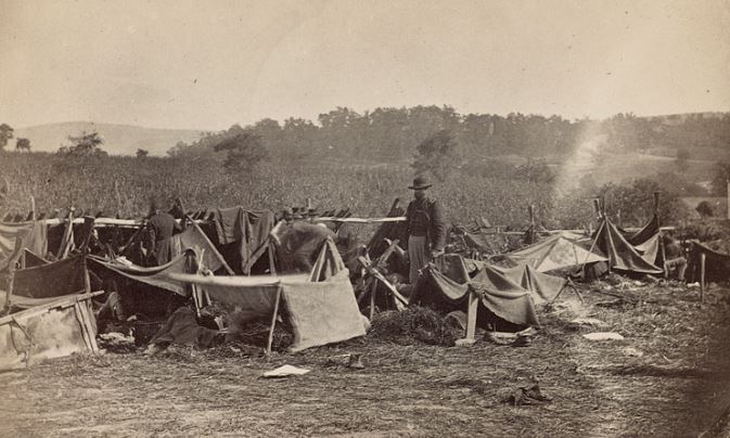 Indiana Volunteers, attending to Confederate wounded after the Battle of Antietam