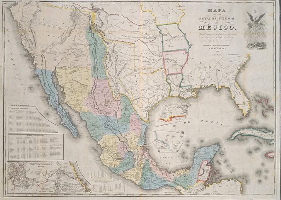 Map of Mexico - Texas declared its independence in 1836