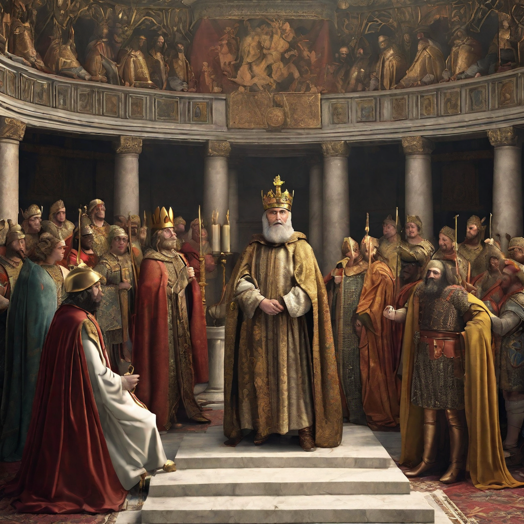 Charlemagne in Royal Court. Charlemagne could speak Latin