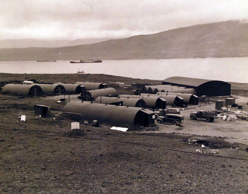 Iceland 1942. Nissen Huts at the U.S. Navy camp at Point Falcon, Hvalfjord