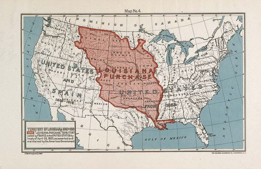 Map of the Louisiana Purchase Territory. Impact on slavery