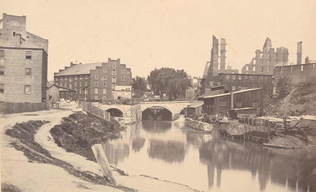 Burnt out flour mill in Richmond 1865