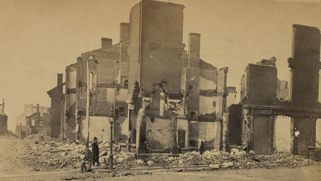 Destroyed buildings in Richmond