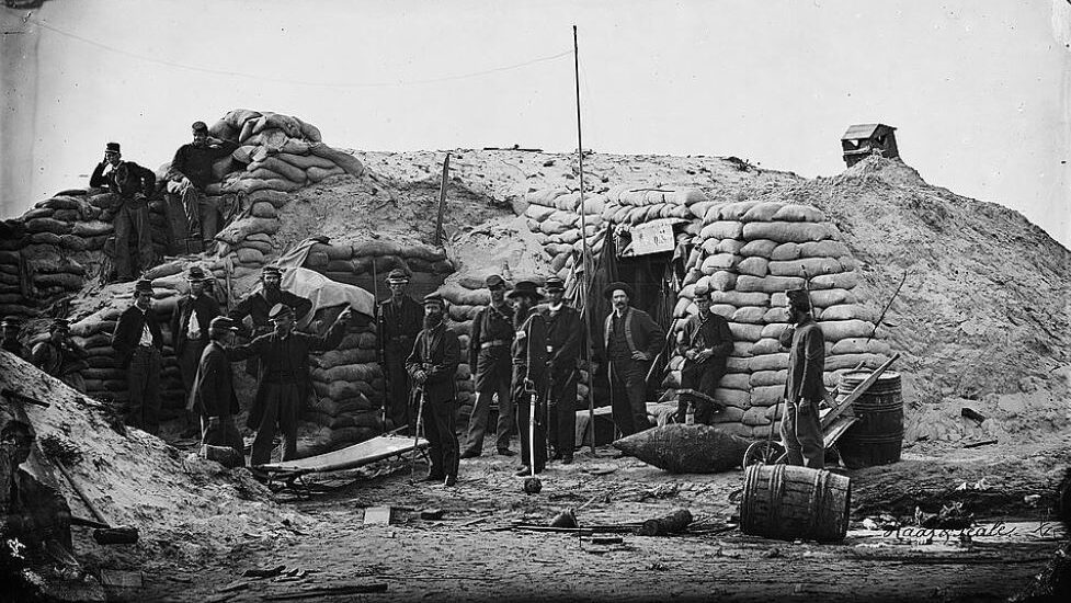 Telegraph headquarters at Morris Island, South Carolina. Headquarters of field officer of the trenches.