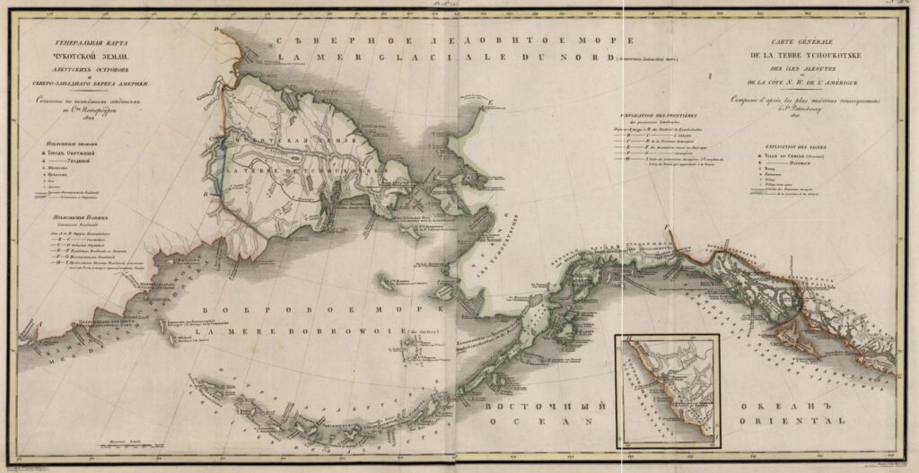 826 map of Chukotka Territory, the Aleutian Islands and the northwestern coast of Americais