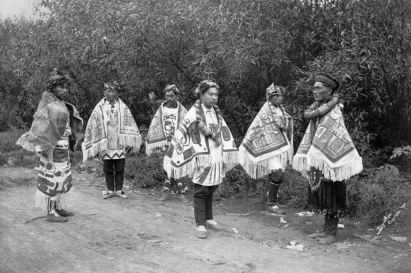 Tsimshian men in ceremonial dress