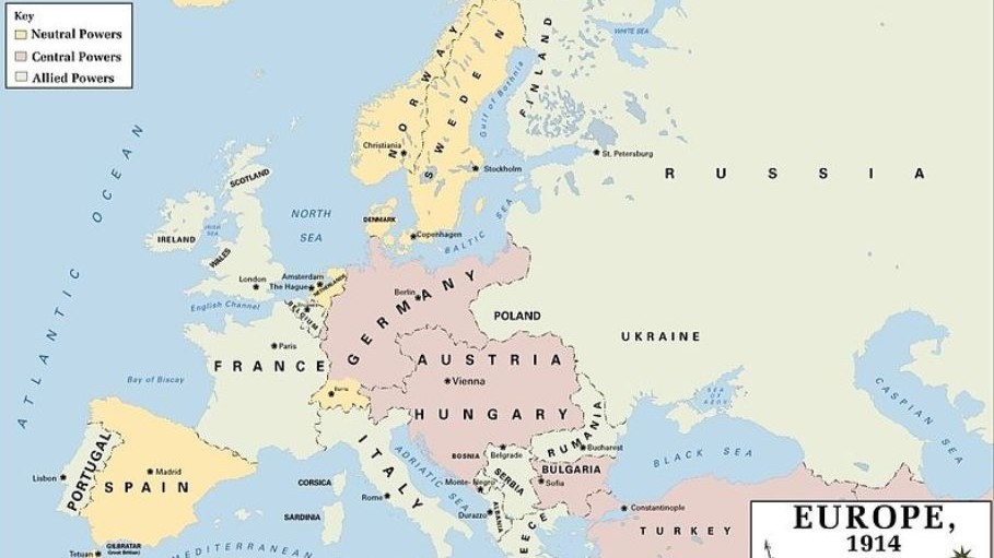 map of europe in 1914